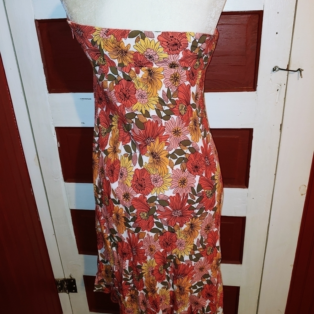 LOFT Floral Halter Dress Rayon 10 - Picture 3 of 7